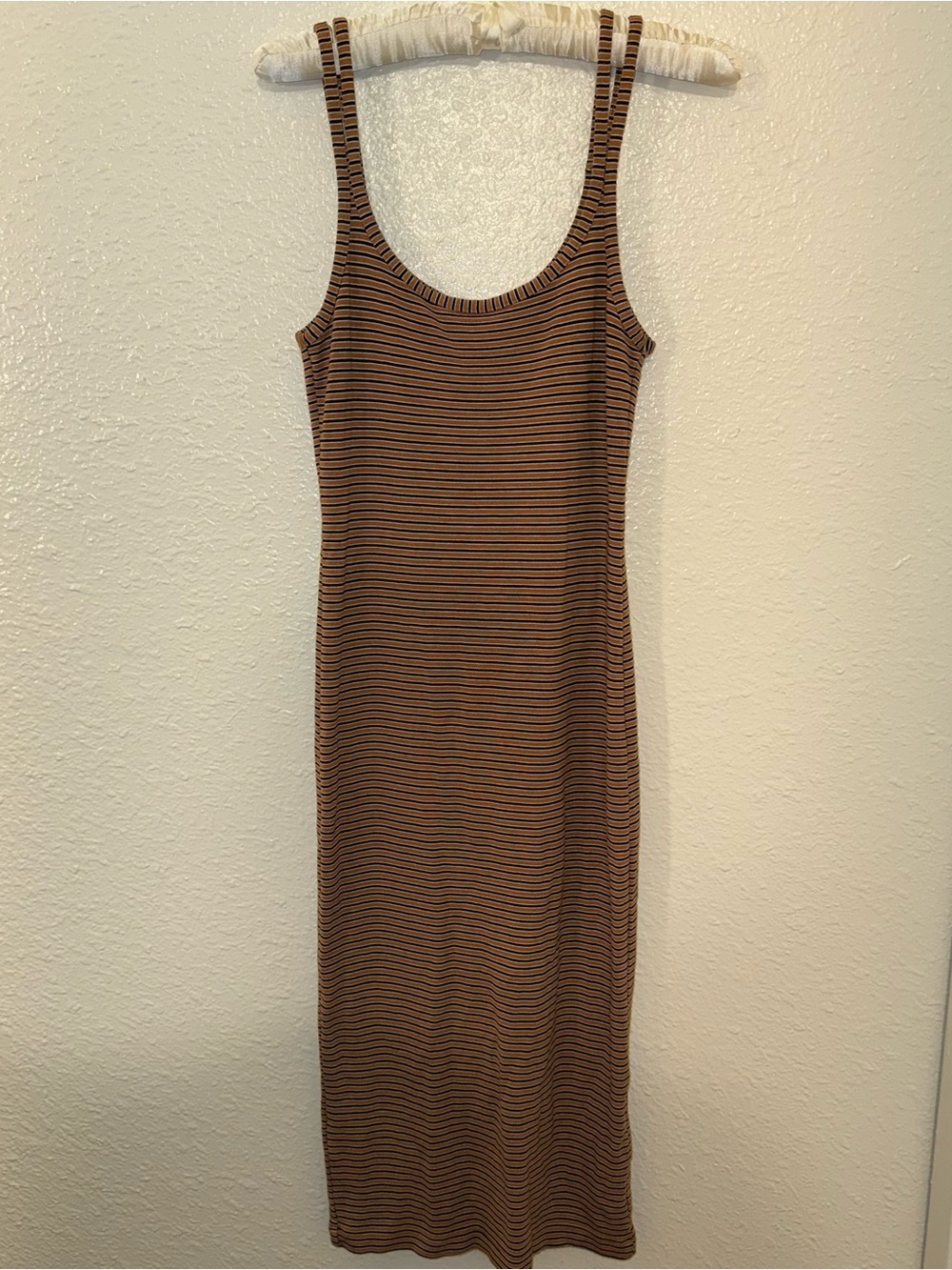 Pimkie Brown Black Striped Maxi Tank Dress Y2K Grunge 90s Coffeehouse